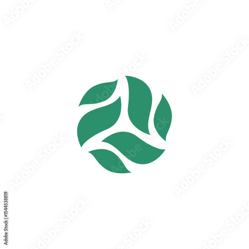 Abstract three leaf logo. leaf icon dynamic green color floral