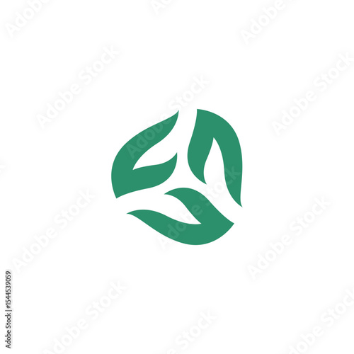 Abstract three leaf logo. leaf icon dynamic green color minimalist
