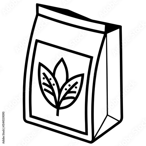 Seed Packet with Leaf Emblem and Seed Details – Clean Line Packaging Illustration