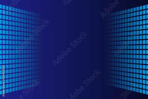 Square box background vector in perspective style. blue box pattern on dark blue background.