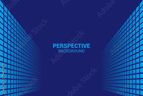 Square box background vector in perspective style. blue box pattern on dark blue background.