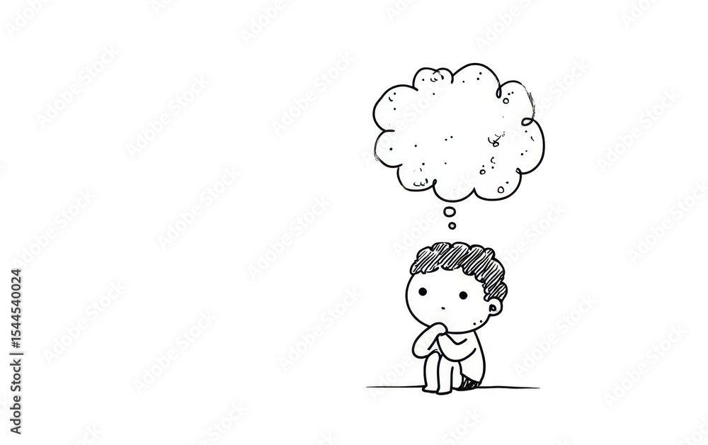 Child Thinking Alone Outdoors Child Thinking Alone Outdoors