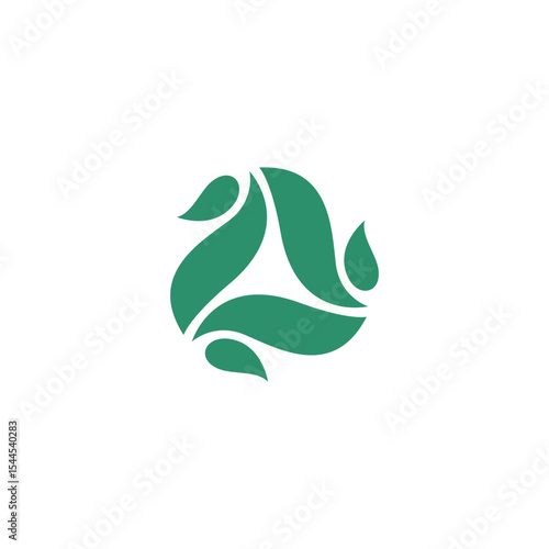 Abstract three leaf logo. leaf icon dynamic green color zen