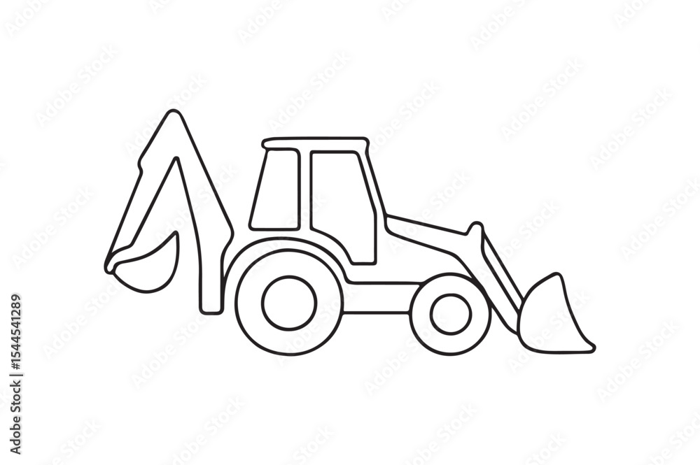 Naklejka premium Backhoe Loader continuous one line drawing minimalism design