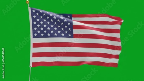 Wallpaper Mural Close-up USA flag waving animation on chroma green Torontodigital.ca