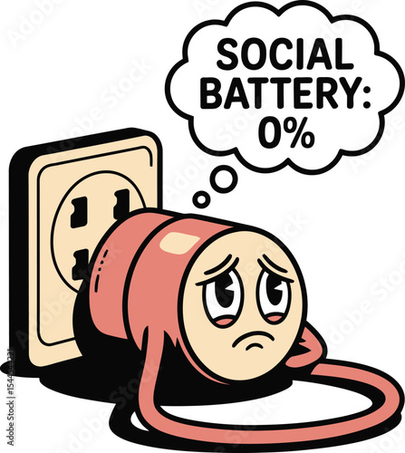 Social Battery Depleted Illustration of Low Energy