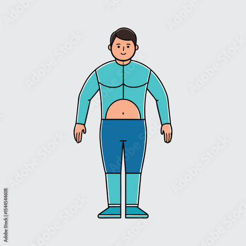 Illustration of a Man with a Pot Belly Health, Fitness, and Body Image