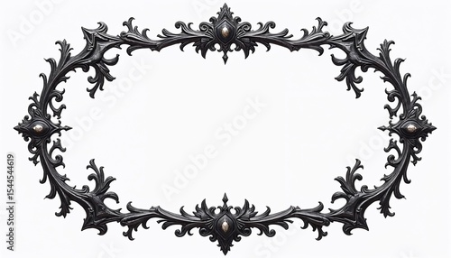 Ornate black gothic frame with intricate design on white background  