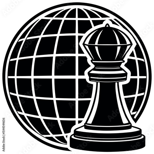 Global strategy chess king piece isolated on white background