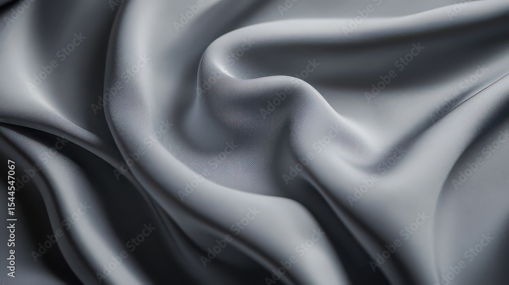 Fototapeta premium Close up of soft gray fabric with elegant folds and subtle texture creating a smooth and flowing shape