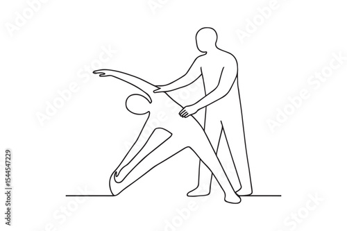 Exercise stretching support continuous one line drawing minimalism design