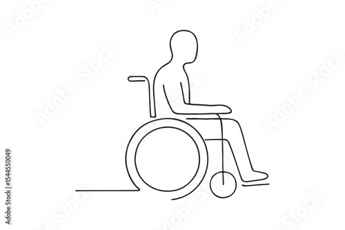 Wheelchair user continuous one line drawing minimalism design