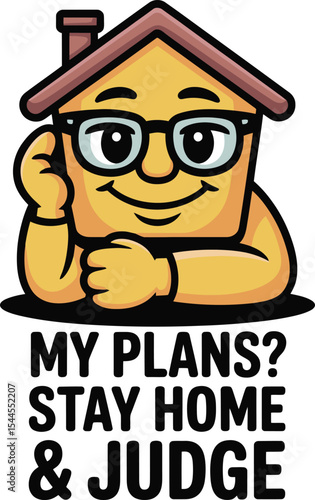 Stay Home  Judge Cartoon House Character Illustration
