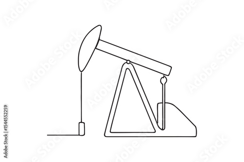 Oil pump jack continuous one line drawing minimalism design