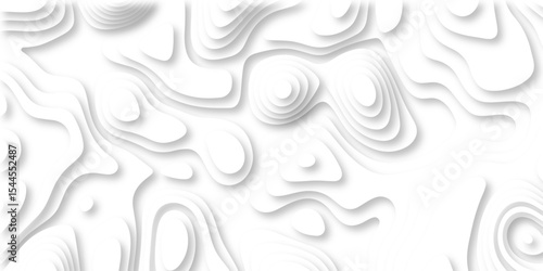 paper cut 3d render topography abstract, beautiful white Background. geometric map relief texture with curved layers and shadow. Realistic papercut decoration textured with wavy vector design.