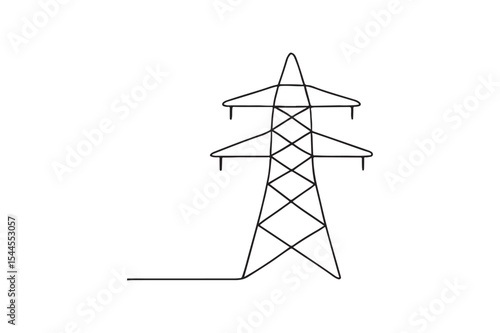 Transmission tower continuous one line drawing minimalism design