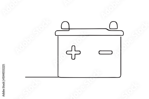 Car battery continuous one line drawing minimalism design