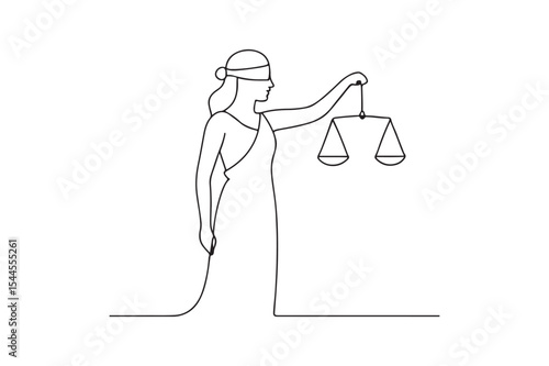 Justice balance continuous one line drawing minimalism design