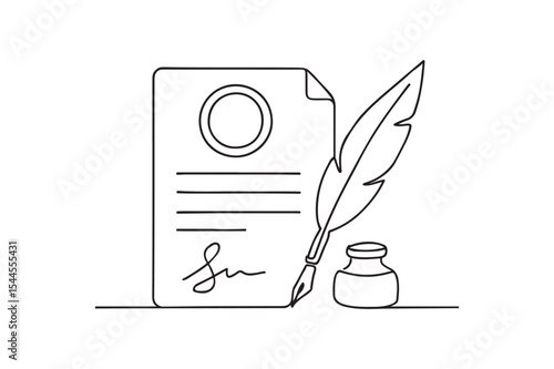 Legal document continuous one line drawing minimalism design