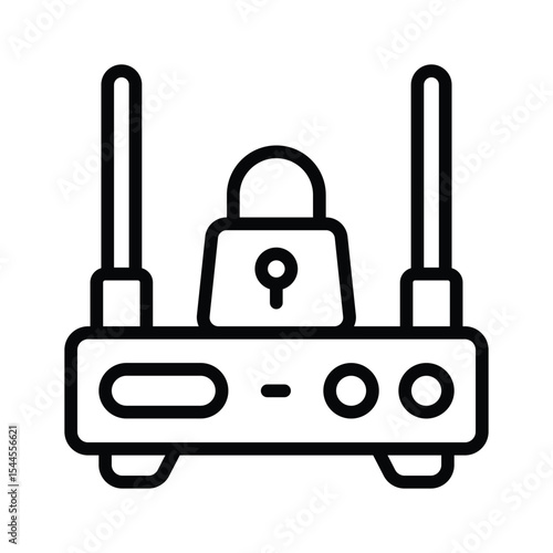 Have a look at this latest line icon secure router with lock