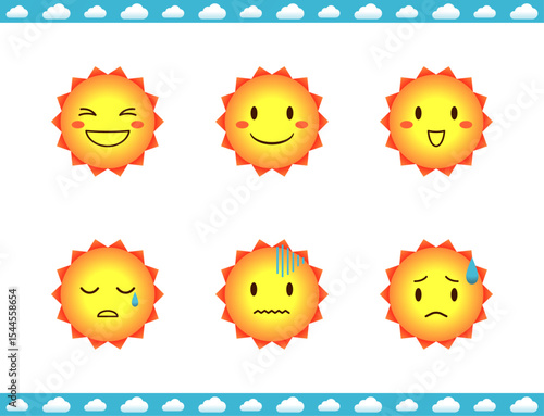 さんさん太陽のイラスト表情セット