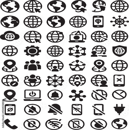 “Silhouette Icons Set – Global Network & Digital Detox Concepts”

