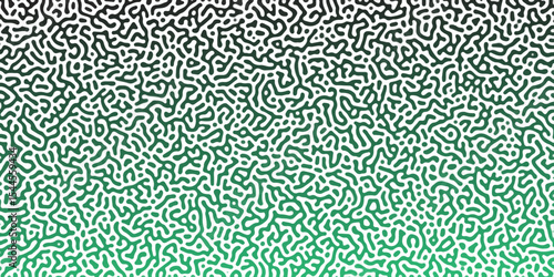 Abstract Reaction-diffusion Turing pattern natural texture green and black gradient color scheme. Linear design with biological algorithm psychedelic background. Reaction-diffusion or truing patter
