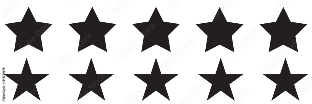 Obraz premium Stars collection. Star vector icons. Black set of Stars, isolated on white background. Star icon. Stars in modern simple flat style. Black star icon illustration. Vector illustration.
