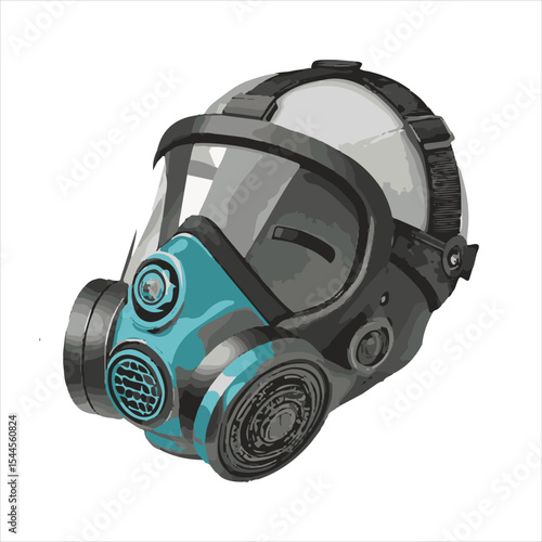 Biochemical warfare gas mask on white background