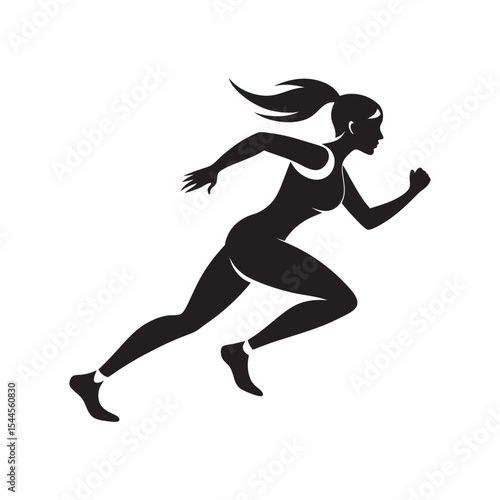 silhouette of a young woman running