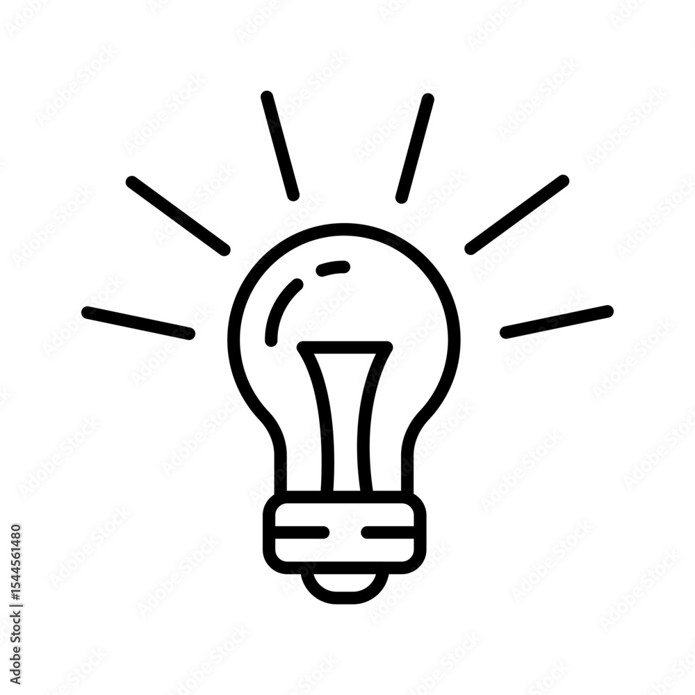Lineart Icon light bulb for building improvement and handyman services Lineart Icon light bulb for building improvement and handyman services