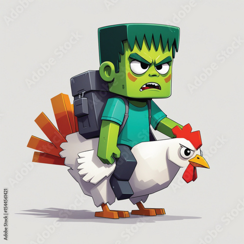 chicken jockey on white background