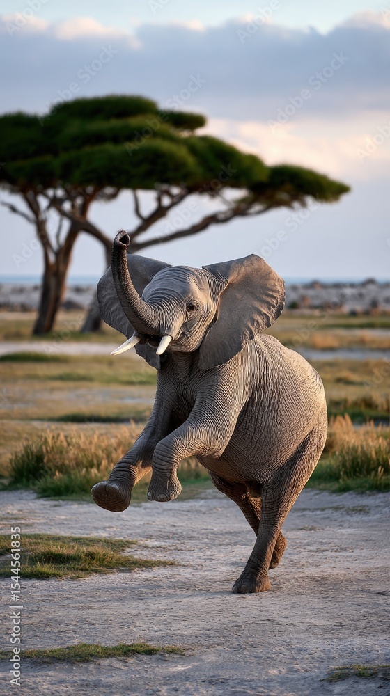 Fototapeta premium Elephant playfully rearing up