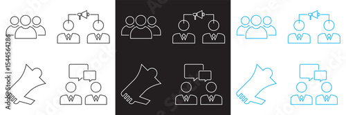 Icons for public relations . Vector for websites, mobile interfaces, presentations, banner, visual branding etc. Vector illustration. isolated on white and black background. EPS 10