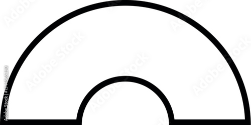 Illustration of simple semicircular shape vector graphic design element illustration in black and white outline style art 100 vector