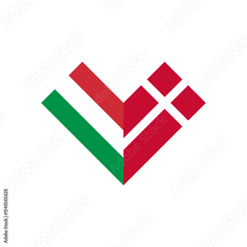 friendship concept. heart shape icon of italy and denmark flags. vector illustration isolated on white background