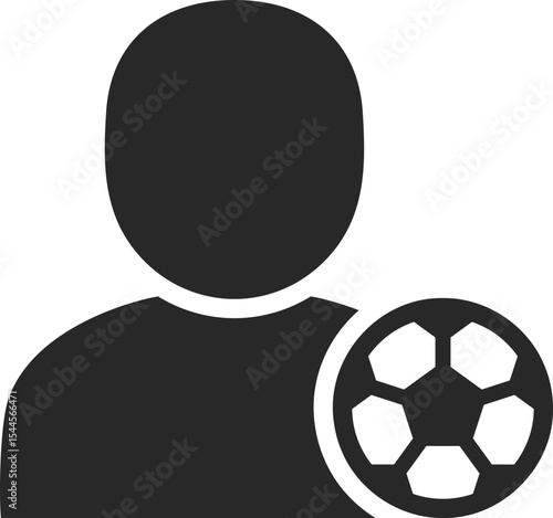 Soccer player solid icon used in sports, athlete, and football profession designs.