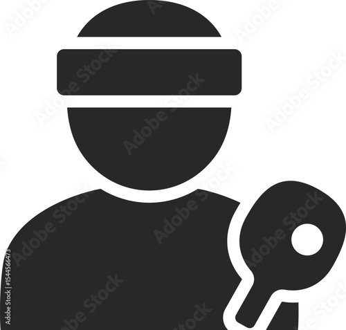 Table tennis player solid icon used in sports, ping pong, and athlete designs.