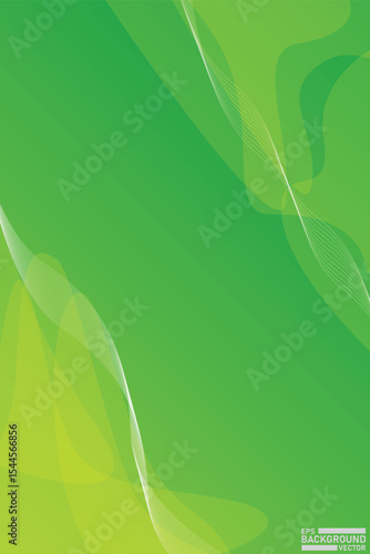 Abstract green background with waves and bokeh effect