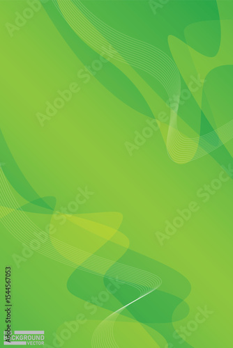 Abstract green background with waves and bokeh effect