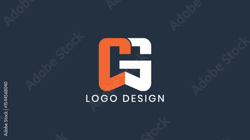 Stylish CG letter monogram logo with bold modern design in orange and white on dark background, great for branding, identity, and creative agencies
