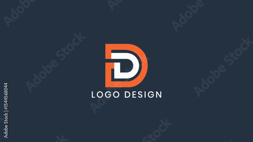 Double D letter monogram logo with mirrored bold design in orange and white, ideal for business branding, professional identity, or digital use