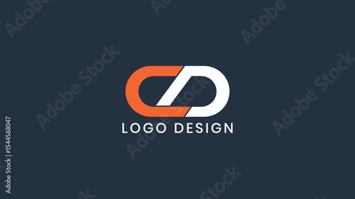 Bold CD monogram logo in modern style with sleek orange and white lines on dark background, suitable for branding, digital identity, and startups