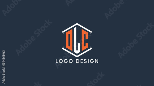 Modern DLC letter monogram logo with bold lines inside a hexagonal house shape, perfect for construction, architecture, or real estate branding