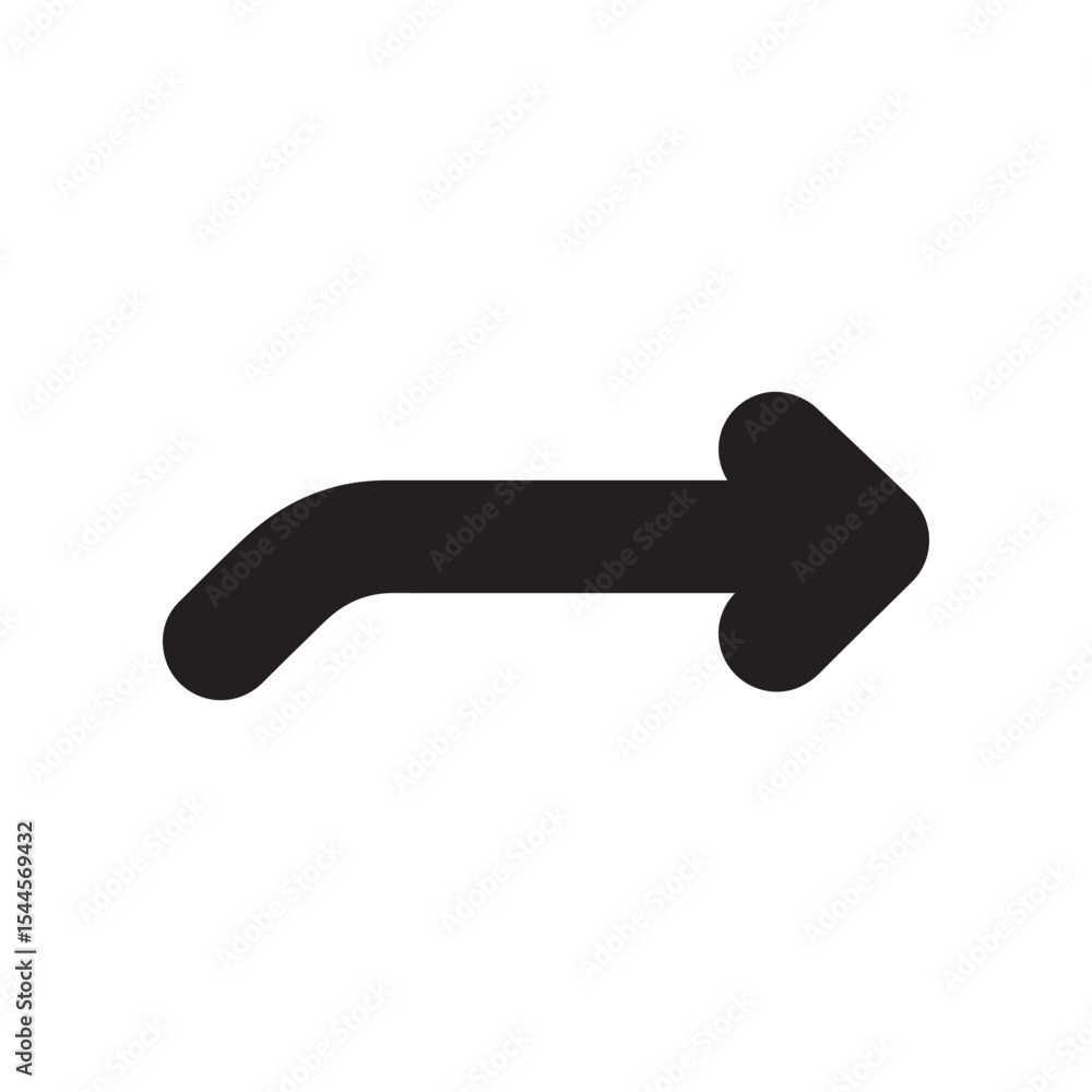 This icon features a simple, bold black arrow pointing to the right, with a slightly curved shaft. Its minimalist design makes it clear and versatile. This icon features a simple, bold black arrow pointing to the right, with a slightly curved shaft. Its minimalist design makes it clear and versatile.