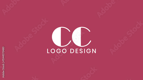Minimalist CC monogram logo design with rounded letterforms on red background, suitable for corporate branding, fashion, or creative studios