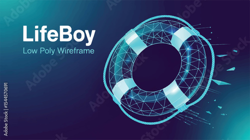 Life Boy Low Poly Wireframe Design: An innovative design featuring a life buoy rendered in a low poly wireframe style, highlighting the concept of safety and protection.