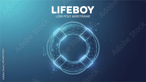 Lifeboy Illustration: An artistic rendering of lifebuoy, its shape constructed from intricate digital wireframe lines, conveys the essence of safety and security with a modern aesthetic.
