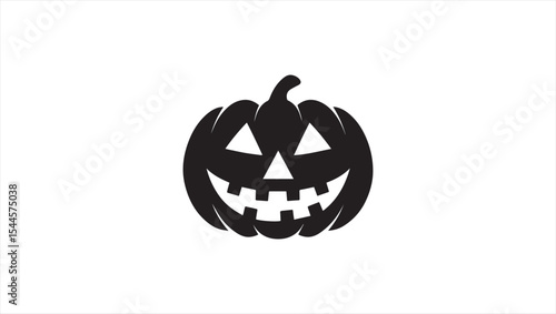 A simple black silhouette of a jack-o'-lantern with a triangular nose, triangular eyes, and a wide, toothy grin
