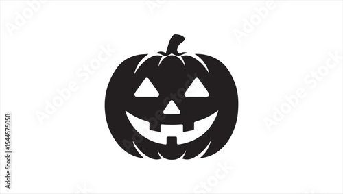 A simple black silhouette of a jack-o'-lantern with a triangular nose, triangular eyes, and a wide, toothy grin